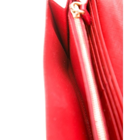 New Red Prada Saffiano Lux Leather Wallet with gold hardware - Picture 3 of 5